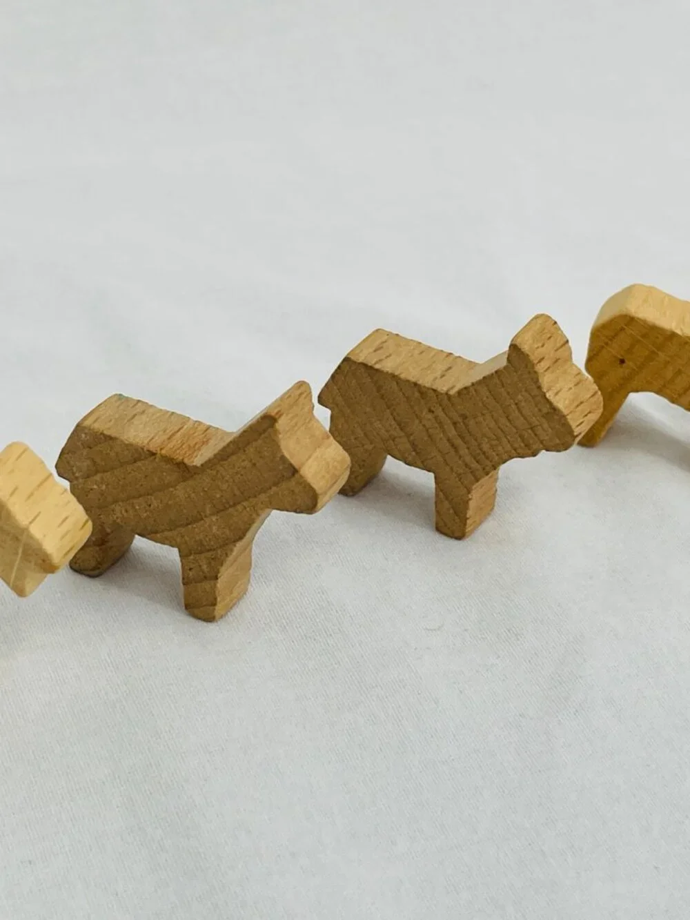 Vintage 1980s Unpainted Block Animal Wooden Mules and Goat